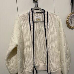 NEW Aerie Cream and Navy Knit Cardigan